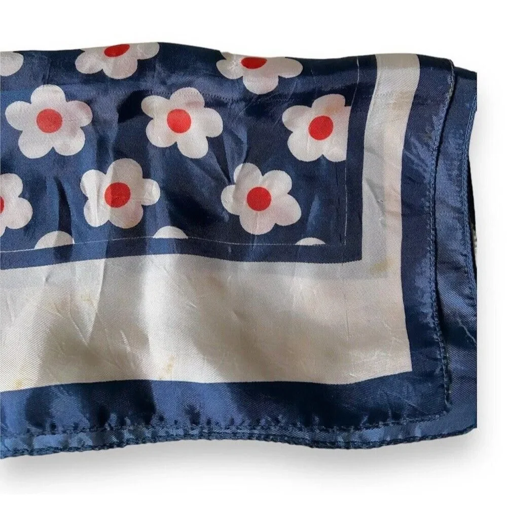 Vintage Red & Blue Polka Dots Floral Rectangular Scarf 50